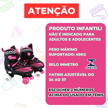 Imagem de Patins Roller Com Kit De Proteção Infantil Numero 34 Ao 37