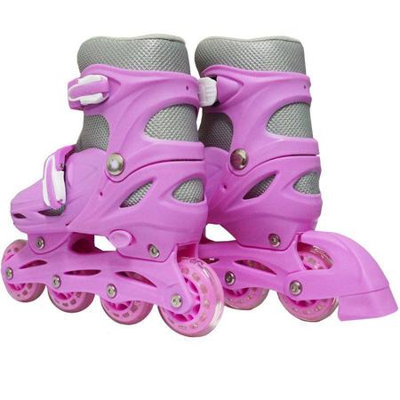 Imagem de Patins Roller In Line 4 Rodas Infantil Feminino + Acessórios Rosa Tamanho 37 38 39 40 Importway