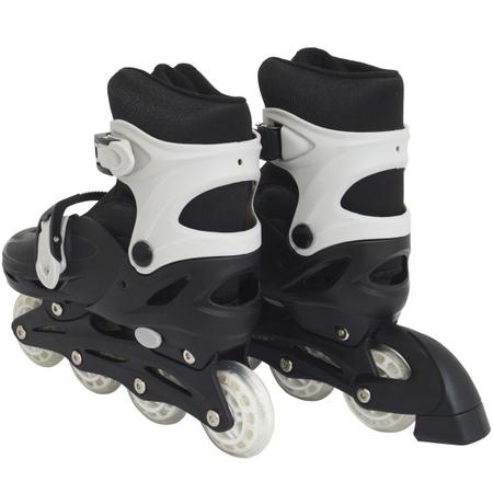 Imagem de Patins Roller In Line 4 Rodas Infantil Masculino Feminino + Acessórios Preto Importway