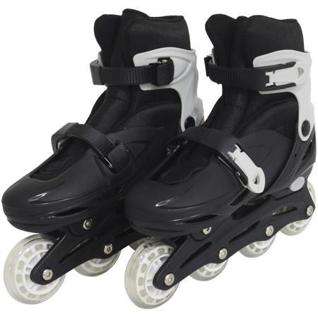 Imagem de Patins Roller In Line 4 Rodas Infantil Masculino Feminino + Acessórios Preto Importway