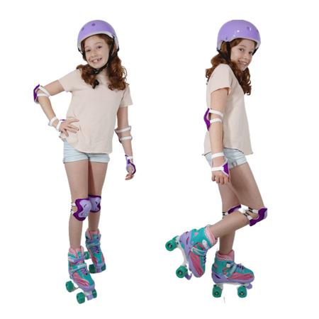 Imagem de Patins Roller Quad 4 Rodas Infantil 34-37 + Kit de Proteção