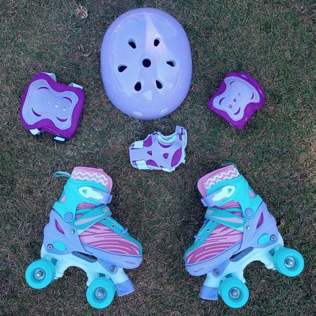 Imagem de Patins Roller Quad 4 Rodas Infantil 34-37 + Kit de Proteção