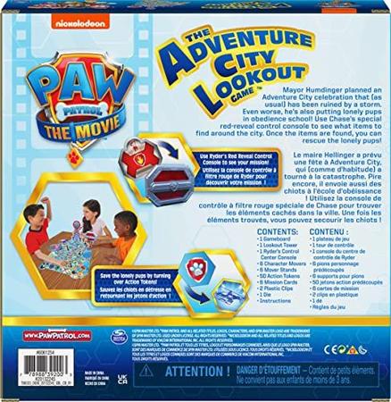 Imagem de Paw Patrol: The Movie, Adventure City Lookout Tower Board Game Chase Marshall Skye Ryder Rubble, para pré-escolares, crianças e famílias com 4 anos ou mais