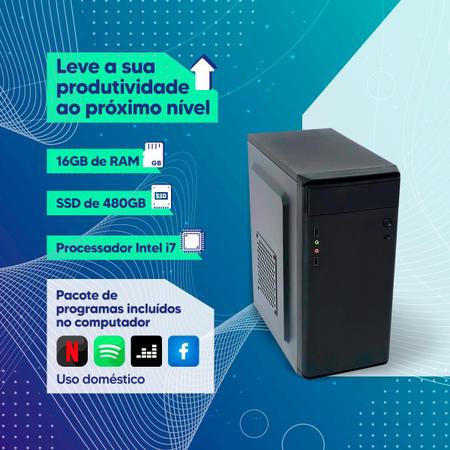 Imagem de Pc Computador Completo Intel I7 16gb Ssd 480gb Monitor 19