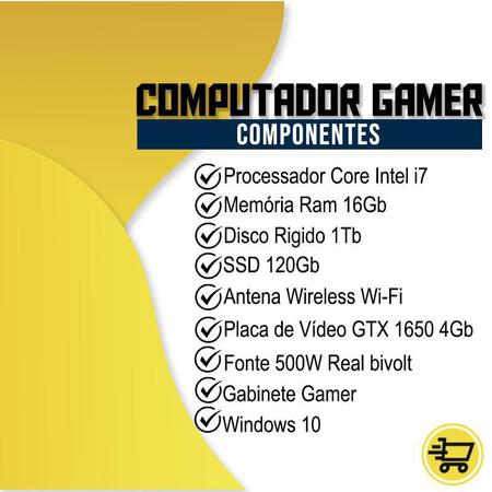 Imagem de Pc Gamer Bravus Intel I7 Gtx 1650 16Gb Hd 1Tb Ssd 120Gb Wifi