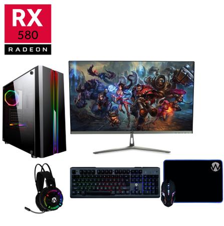 Imagem de PC Gamer Completo com Monitor 24" Full HD Intel Core i7 8GB (Radeon RX 580 8GB) HD 2TB Wifi 500W EasyPC JustPlay