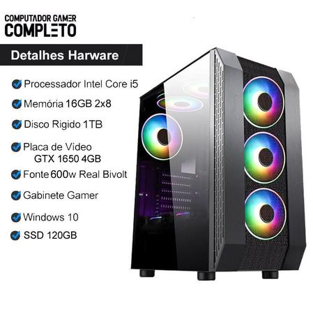 PC COMPUTADOR GAMER COMPLETO I5 16GB SSD 1TB PLACA DE VIDEO