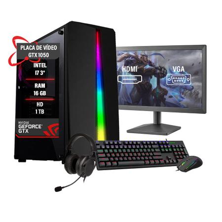 Pc Gamer Completo Intel i7 3 GTX 1050 Mem ria 16GB HD 1TB SSD