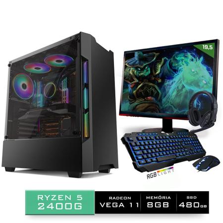 Imagem de PC Gamer Completo Neologic Start NLI81457 Ryzen 5 2400G 8GB (Radeon RX Vega 11 Integrado) SSD 480GB + Cadeira Gamer