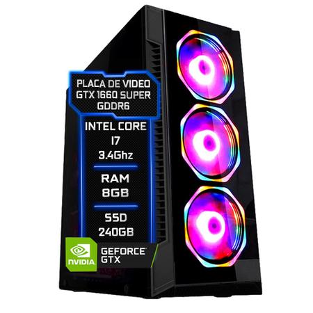 Imagem de PC Gamer Fácil Intel Core i7 3.4 GHz 8GB SSD 240GB GEFORCE GTX 1660 SUPER 6GB - Fonte 750W