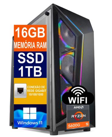 Computador PC Gamer Ryzen 5 Placa de Vídeo 8gb SSD 500 700w