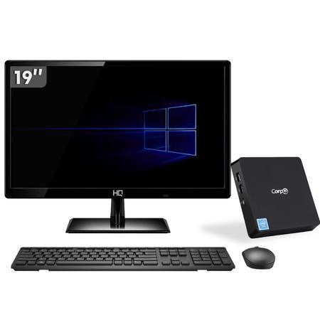 Imagem de PC Mini CorpC Box Intel Quad Core 4GB SSD 32GB + HD 500GB Monitor LED 19" Windows 10 Pro WiFi Bluetooth HDMI 