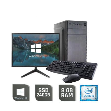 Imagem de PC Office Intel Core i5 Memória 8GB SSD 240Gb Monitor HDMI WIFI Teclado e Mouse