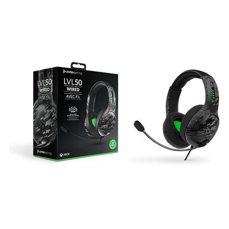 PDP LVL50 Wired Stereo Gaming Headset Black Camo com Fio XBOX