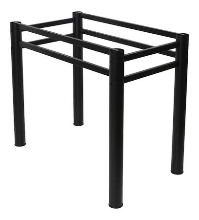 Imagem de Pé De Mesa Tampos Vidro Madeira Pedra Tubular Retangular Aço Preta Branca Texturizada