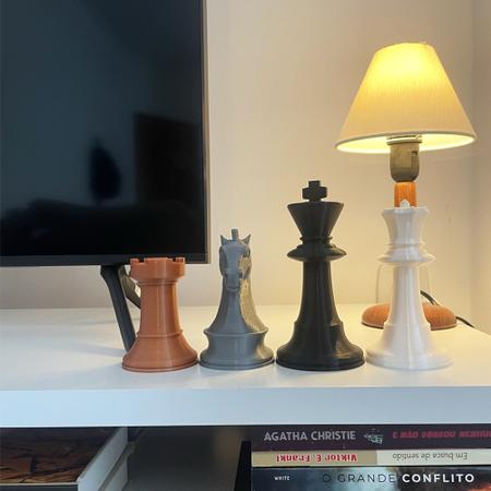 Combo Peças De Xadrez Decoração Rei E Rainha 3D