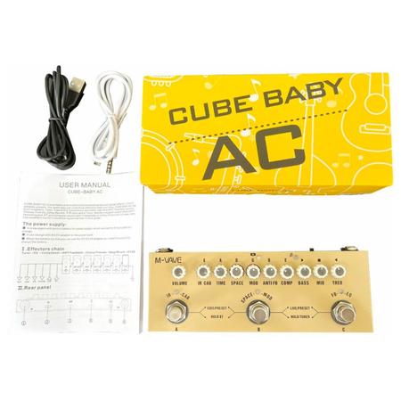 Imagem de Pedal De Efeito M-vave Pedaleira Cube-baby Ac Creme Acústica Violão Processador Multi Efeitos