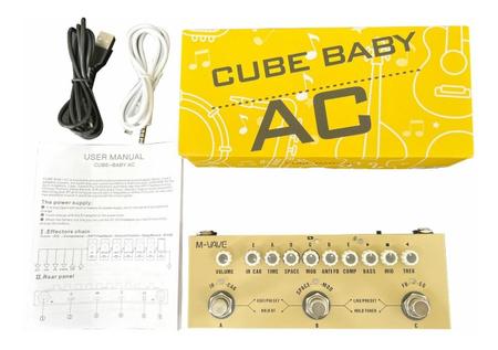 Imagem de Pedal De Efeito M-vave Pedaleira Cube-baby Ac Creme Acústica Violão Processador Multi Efeitos