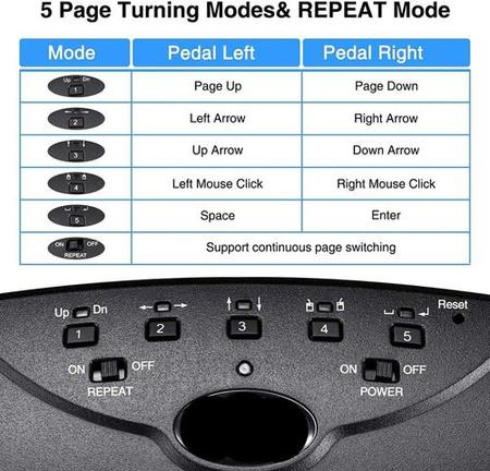 Pedal bluetooth virador de página sem fio, pedal sem fio controlador de música  para tablets instrumento