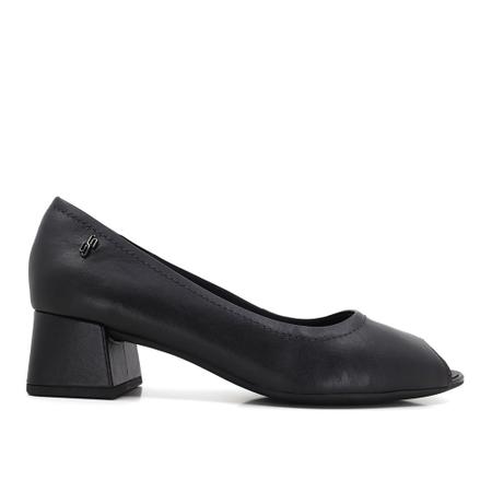 Imagem de Peep Toe Salto Bloco Preto Couro