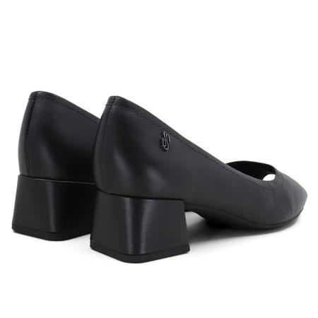 Imagem de Peep Toe Salto Bloco Preto Couro