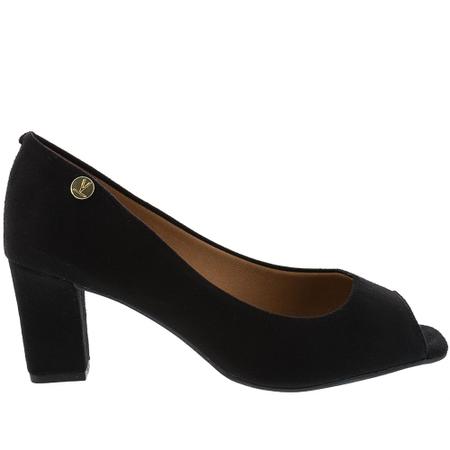 Peep Toe Vizzano Salto Grosso Camur a Preto Peep Toe Magazine