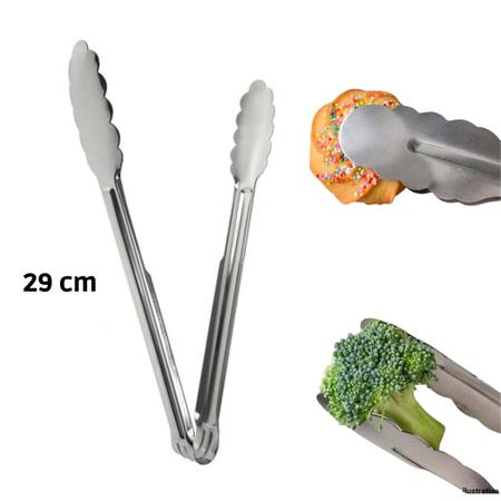 Imagem de Pegador De Salada Macarrão Alimentos Em Aço Inox Grande 29 cm