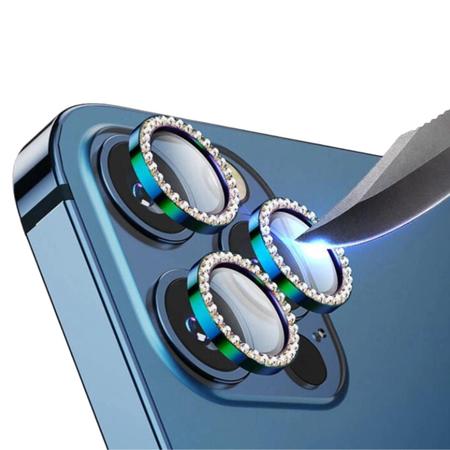 Imagem de Película Frontal Vidro 3D Full Cover + Película Lente Câmera Strass Brilho Diamante Para Celular Samsung A54