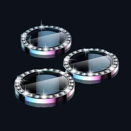 Imagem de Película Frontal Vidro 3D Full Cover + Película Lente Câmera Strass Brilho Diamante Para Celular Samsung A54