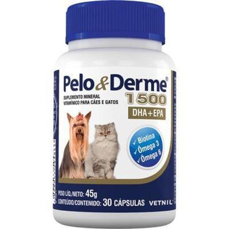 PELO DERME 1500 - frasco com 30 Cápsulas - Vetnil Imagem de PELO DERME 1500 - frasco com 30 Cápsulas - Vetnil