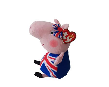 Pel cia 20 Cm Pequena Ty Peppa Pig Union Jack Original Dtc
