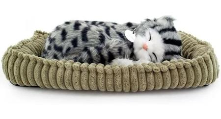 Um, Realista Sleeping Plush Respirando Gato Peludo Gato Com