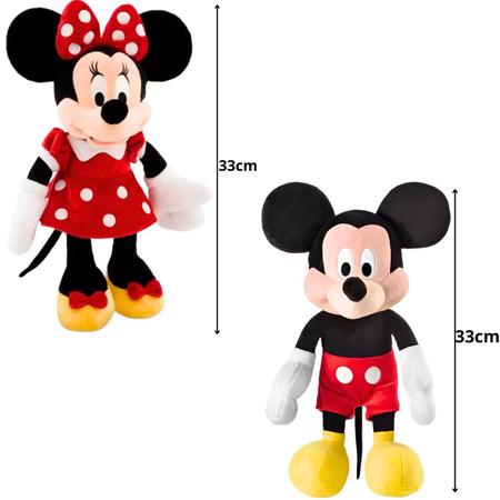 Imagem de Pelúcia Mickey e Minnie Kit Bonecos Infantil Original 100% Em Poliéster 33cm Hipoalergênicos