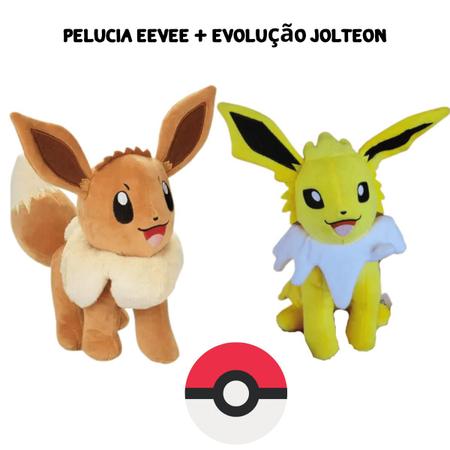 Jolteon Evoluções Evolution Eevee Pokemon Pelúcia 17cm