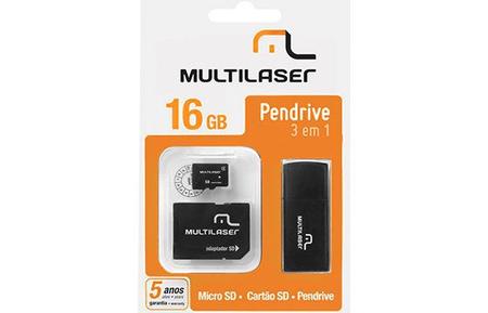 Imagem de Pen Drive 16 GB Kit 3 em 1 Class 10 - Multilaser MC112