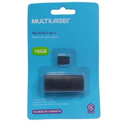 Imagem de Pen Drive 2 em 1 Multilaser 16 GB Micro SD MC162 