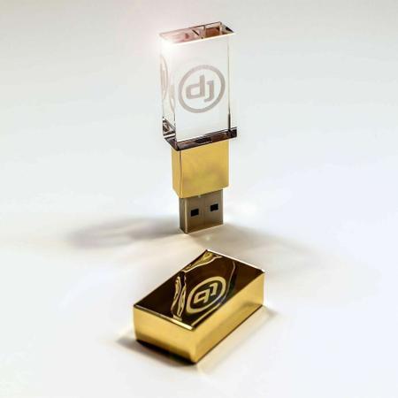 Imagem de Pen Drive 32gb Diodo Pioneer Dj Logo 3d Ouro Usb 2.0 Estojo