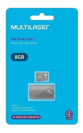 Imagem de Pen Drive Multilaser Mc161 2 Em 1 Cartão Sd Leitor Usb 8gb
