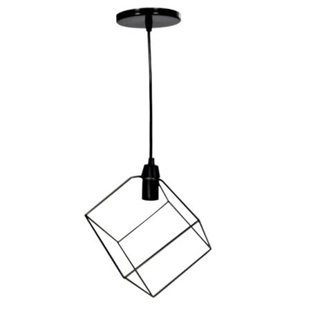 Imagem de Pendente Aramado Cubo Preto Fosco 23,5cm 1X E27 - ADM - ADM130