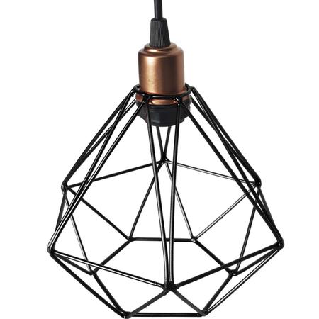 Imagem de Pendente Aramado Diamante Luminária Lustre Retrô Balcão Preto Cobre Rose Gold + Lâmpada Led Teto