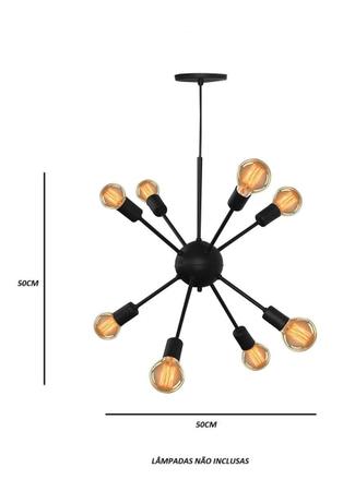 Imagem de Pendente Atomo Polux 8 Braços Preto Micro