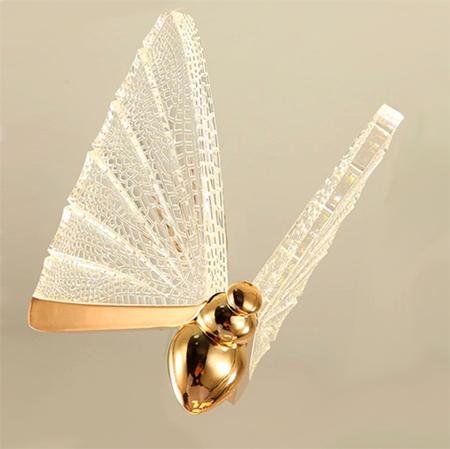 Imagem de Pendente Borboleta cristal e metal dourado Led