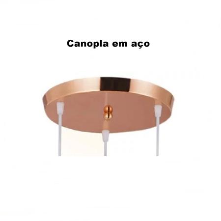 Pendente First Cobre 3 Lâmpadas Aço Vidro - Bronzearte Imagem de Pendente First Cobre 3 Lâmpadas Aço Vidro
