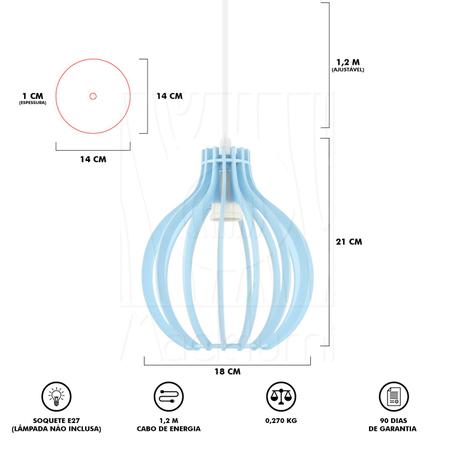 Imagem de Pendente Luminária Bali e27 Moderno 3 Unidades Azul Claro