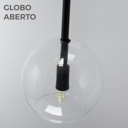 Imagem de Pendente Luminária Lux Preto Globo Cristal Vidro + Led 