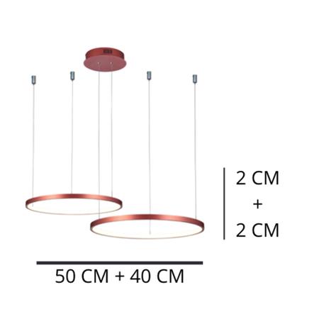 Imagem de Pendente New Line Moderno Anéis Rings 50 + 40 CM Cobre Led 45w 3000k