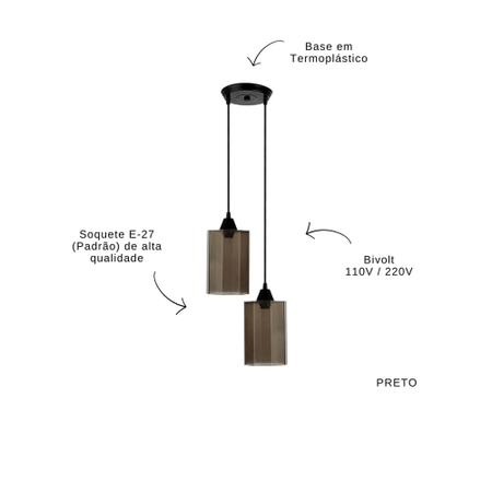 Imagem de Pendente Octolux 2 Lampadas Soquete E27 Lustre Termoplástico Sala Quarto