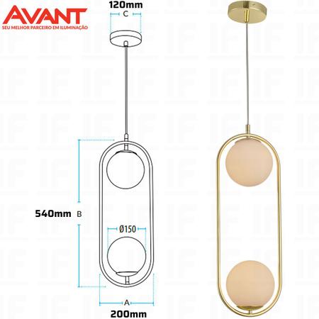 Pendente Perola Arco Duo Lustre Luminária Aramado Avant - Lustre - Magazine  Luiza