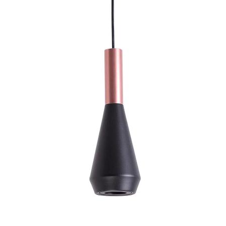 Imagem de Pendente pituco rose gold e preto e preto (d)9cm (a)26cm 1xgu10 10w - ml016b