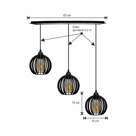 Imagem de Pendente Trio RT- Micro ball Light- Preto